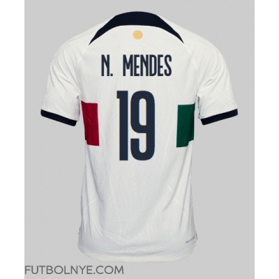 Camiseta Portugal Nuno Mendes #19 Visitante Equipación Mundial 2022 manga corta